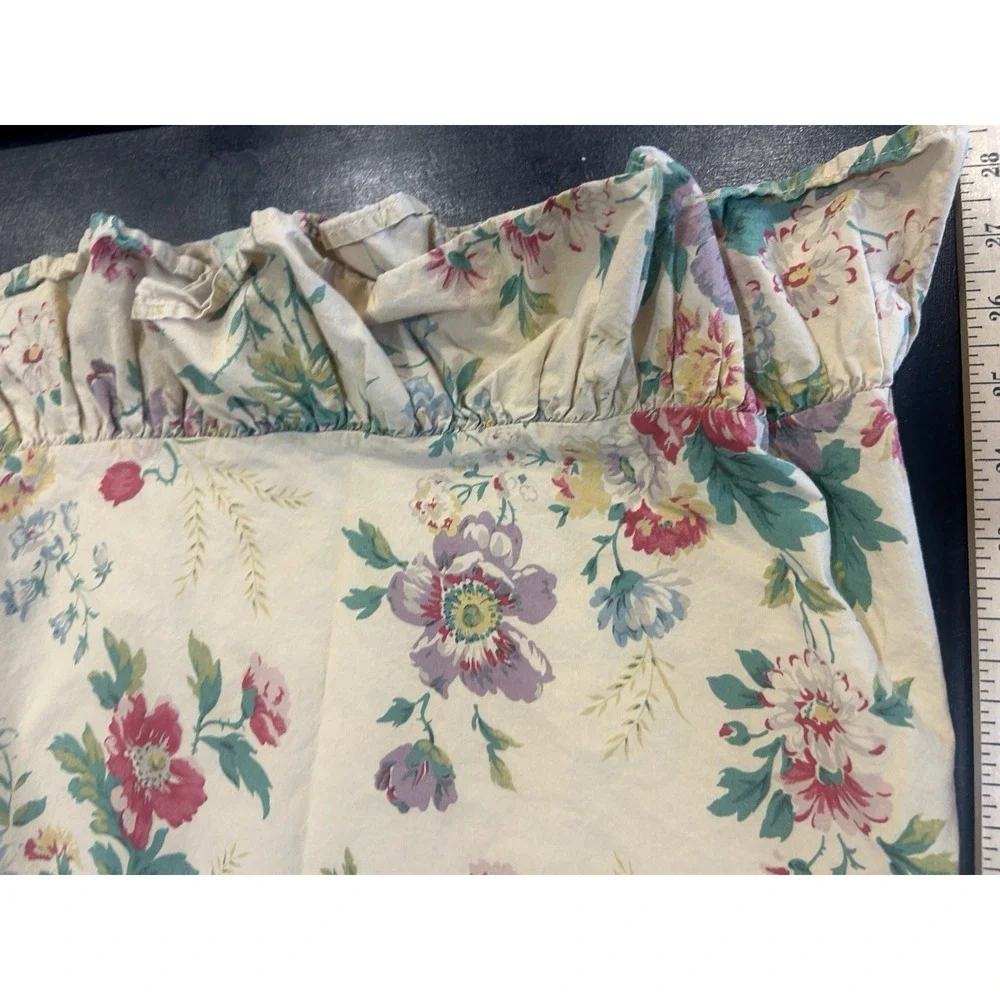 Ralph Lauren Garden Floral Pillow Case Ruffle Roses Yellow Reds Green